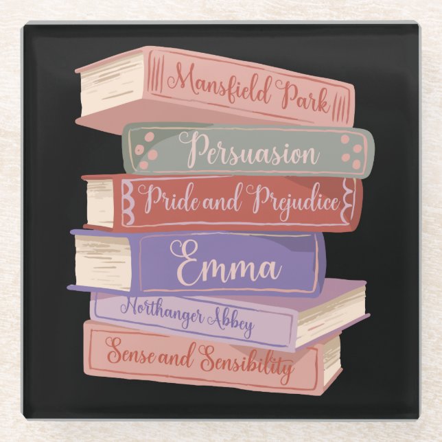 Jane Austen's Novels V Glass Coaster (Front)