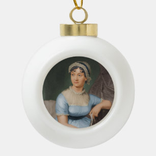 Jane Austen's Portrait Ceramic Ball Christmas Ornament
