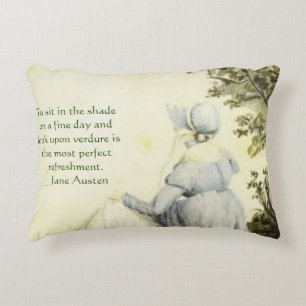 Jane Austen's Portrait +quote Decorative Cushion