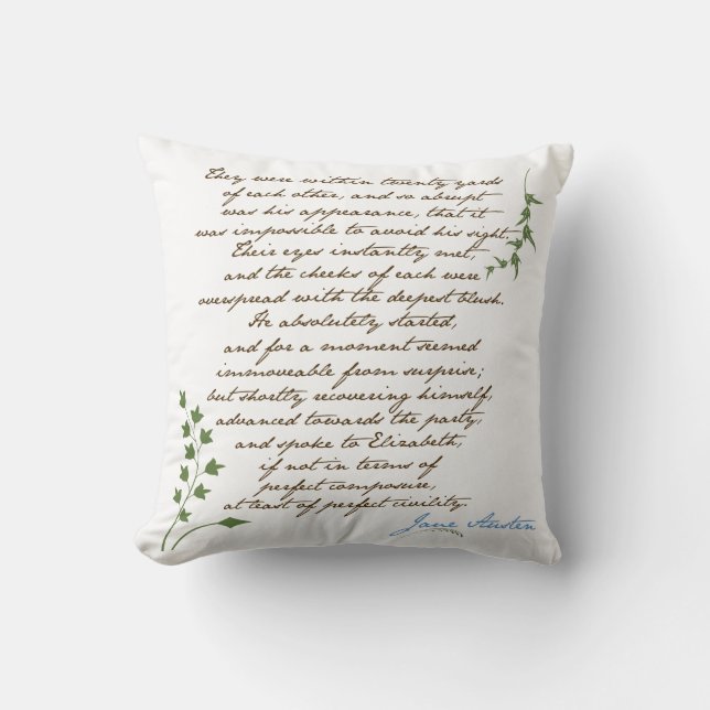 Jane Austen's Pride & Prejudice Quote #1 Cushion (Front)