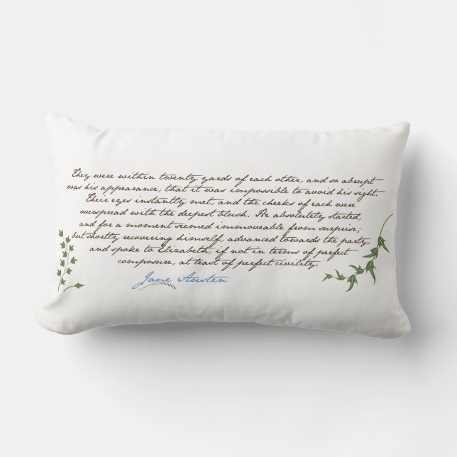 Jane Austen's Pride & Prejudice Quote #1 Lumbar Cushion (Front)