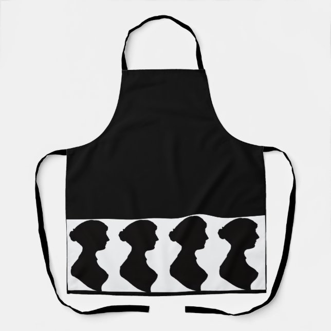 Jane Austen's Silhouette on Black Apron (Front)