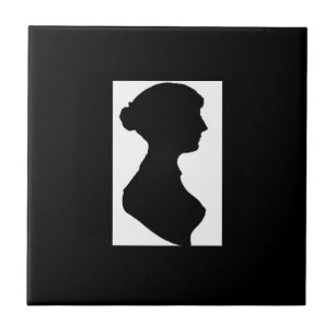 Jane Austen's Silhouette on Black Ceramic Tile