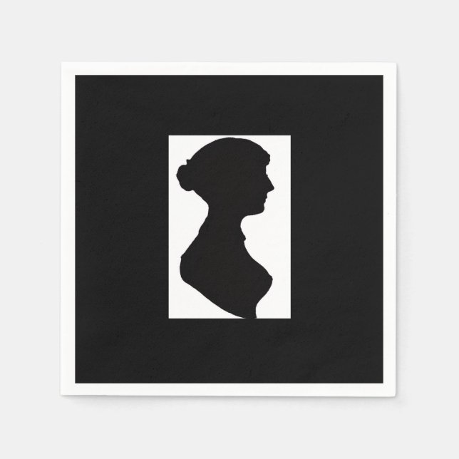 Jane Austen's Silhouette on Black Napkin (Front)