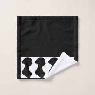 Jane Austen's Silhouette on Black Wash Cloth