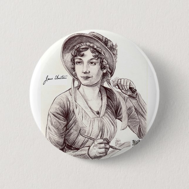 Jane Austin with a Smile 6 Cm Round Badge (Front)