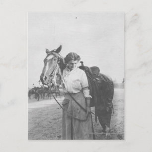 Jane Bernoudi and her horse Postcard