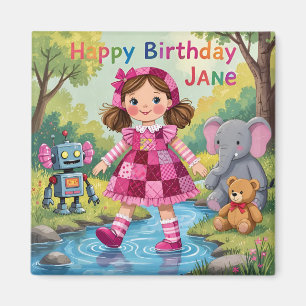 JANE ~ BIRTHDAY Cute girl Elephant Robot Teddy ~ Magnet
