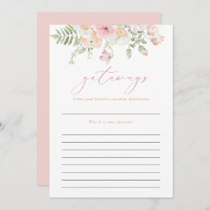 JANE Blush Pink Floral Getaways Travel Bridal Game Invitation