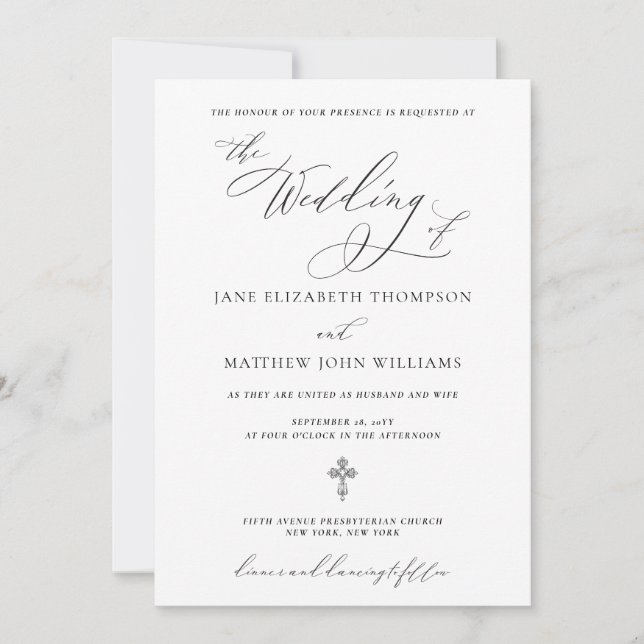 Jane Christian Wedding Invitation with RSVP (Front)