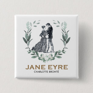 Jane Eyre and Edward Rochester with Wreath 15 Cm Square Badge