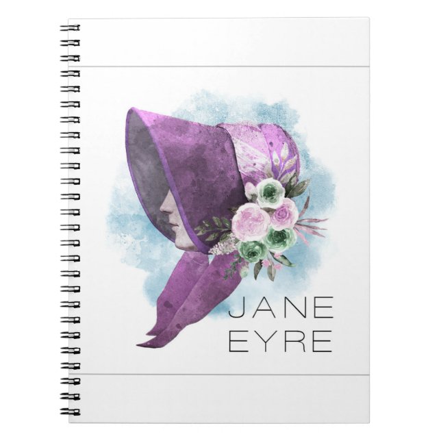 Jane Eyre Bonnet Flowers Purple and Blue Notebook (Front)