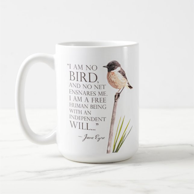 Jane Eyre - I Am No Bird - Brown Bird Coffee Mug (Left)