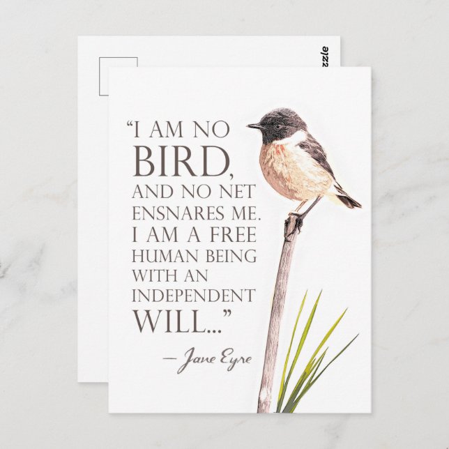 Jane Eyre - I Am No Bird - Brown Bird Postcard (Front/Back)