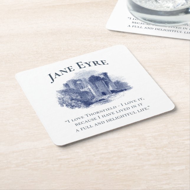 Jane Eyre - I Love Thornfield - Castle Square Paper Coaster (Angled)