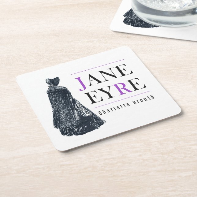 Jane Eyre in Cape and Bonnet Square Paper Coaster (Angled)