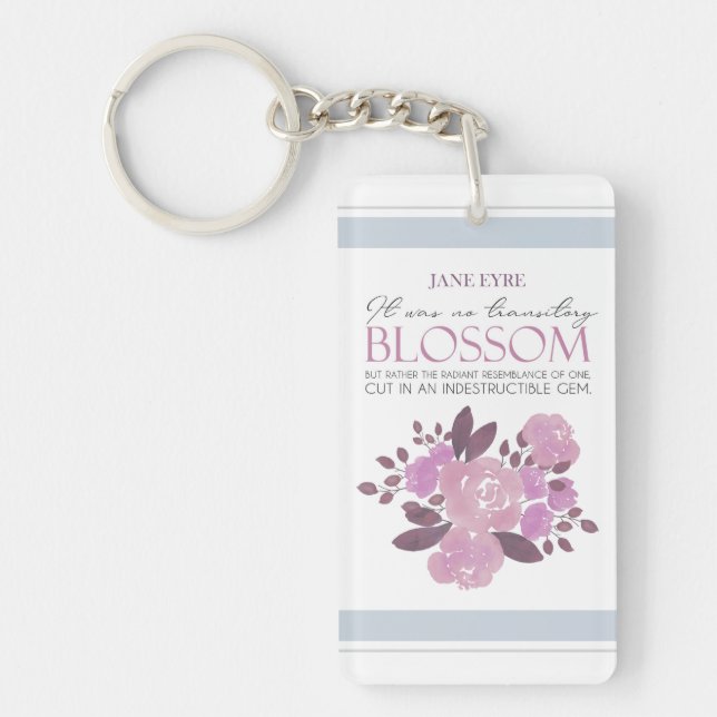 Jane Eyre - No Transitory Blossom - Pink Roses Key Ring (Front)