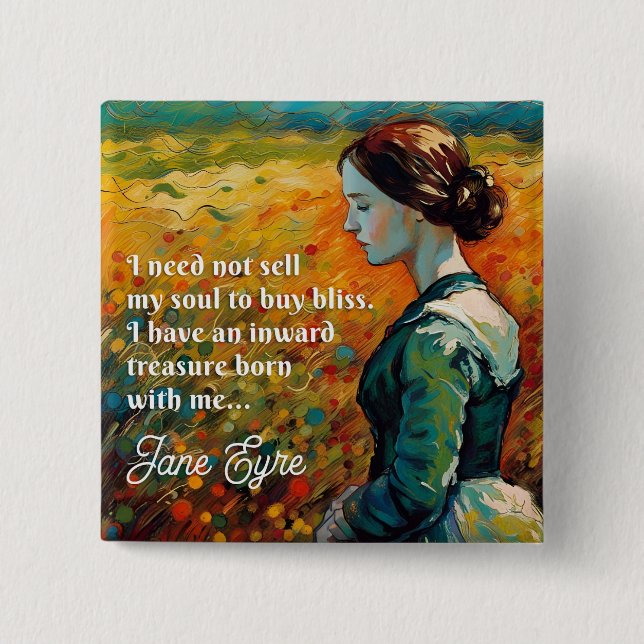 Jane Eyre Quote Monet Style Painting 15 Cm Square Badge (Front)