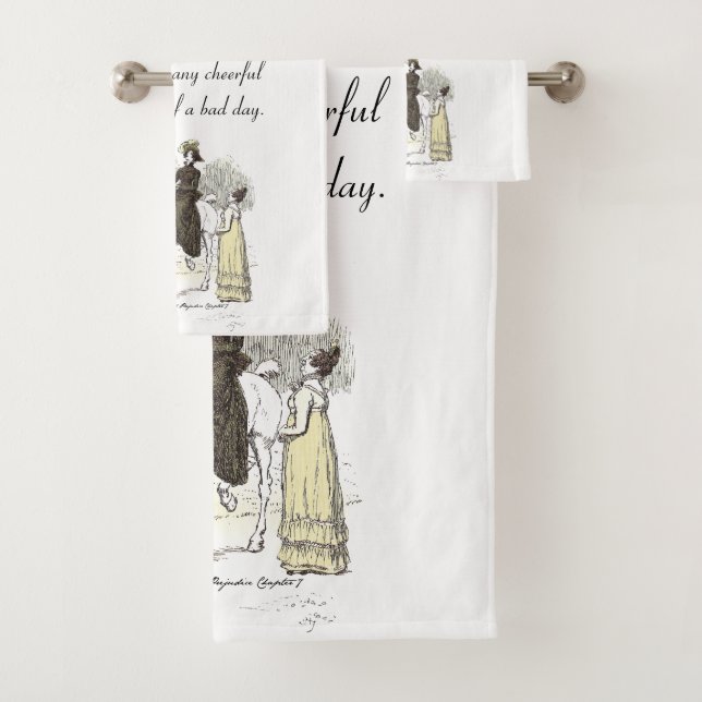 Jane on Horseback - Jane Austen Pride & Prejudice Bath Towel Set (Insitu)
