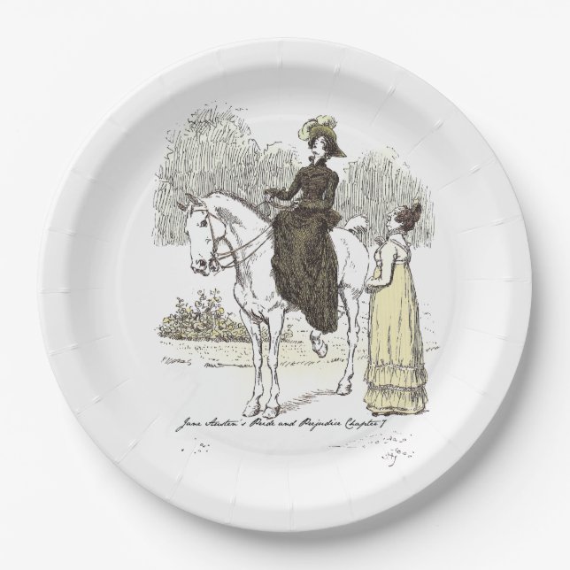 Jane on Horseback - Jane Austen Pride & Prejudice Paper Plate (Front)