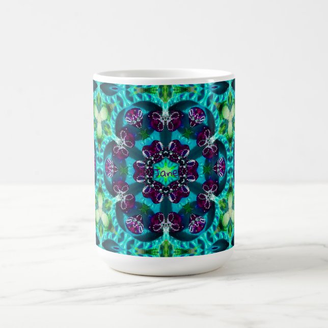 JANE ~ Pretty Glittery Pattern ~ Personalised ~ Coffee Mug (Center)