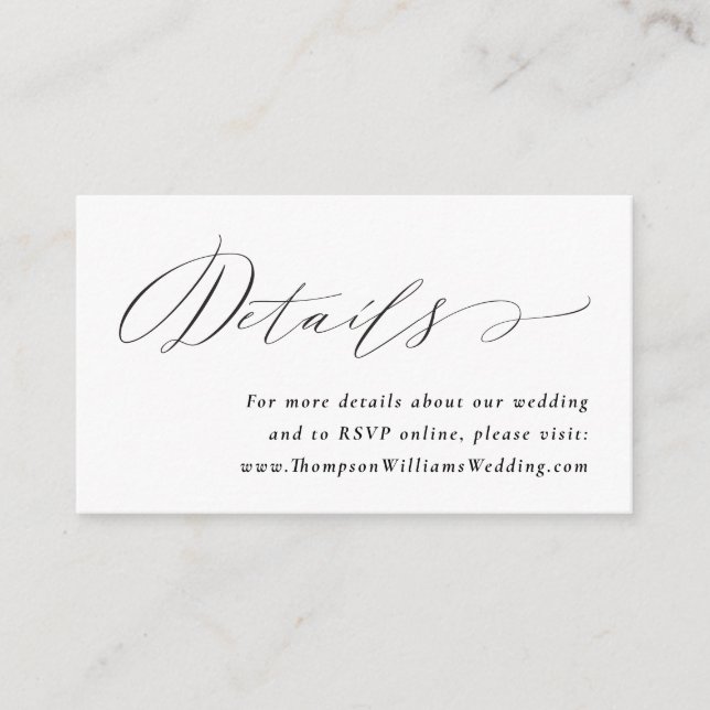 Jane Simple Calligraphy Wedding Website Details Enclosure Card (Front)