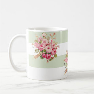 Jane's Rose Bouquet basil stripe mug