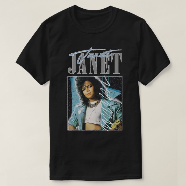 Janet 80s Aesthetic Retro Fan Design T-Shirt (Design Front)