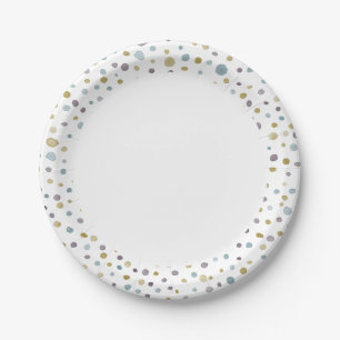 Janet Confetti Watercolor Dots Paper Plate