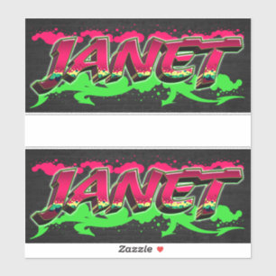 Janet First Name Graffiti Sticker