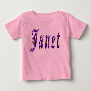 "Janet" Floral Girls Name, Baby T-Shirt