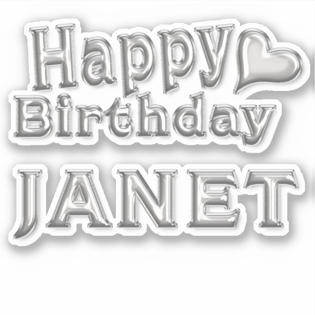 Janet Happy Birthday silver Sticker (Front)