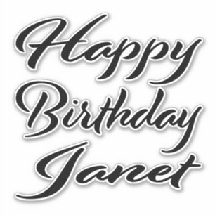 Janet name first name black Sticker birthday