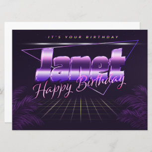 Janet Name First Name pura retro card Birthday