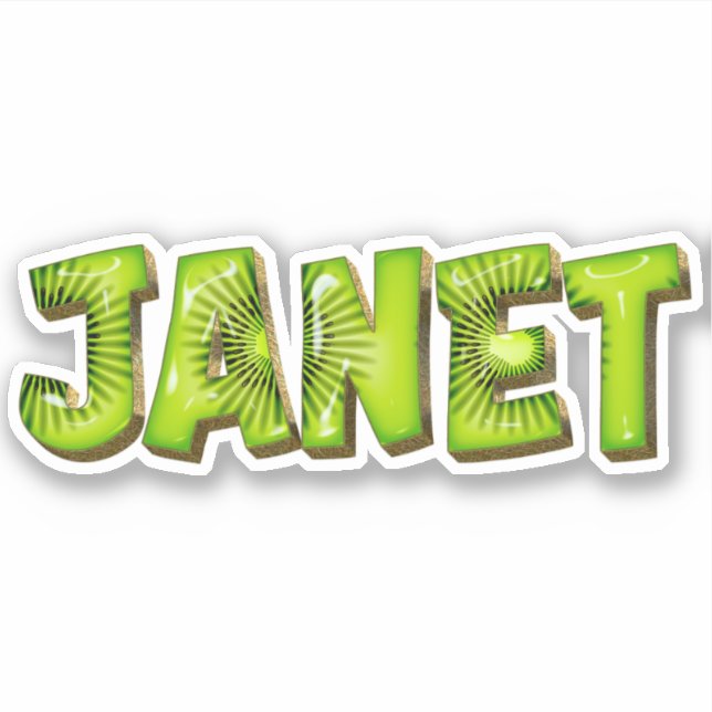 Janet Name Kiwi Design Sticker (Front)