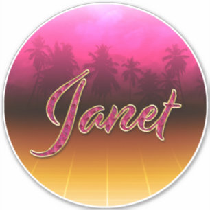Janet Vorname Name golden pink Aufkleber Sticker
