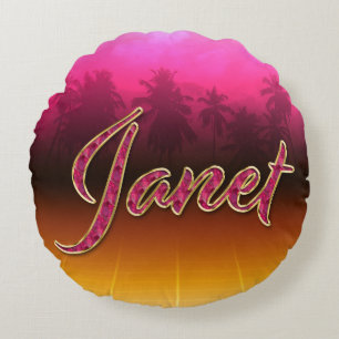 Janet Vorname Name golden pink Kissen Round Cushion