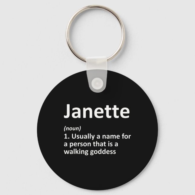 Janette Definition Personalised Name Funny Birthda Key Ring (Front)