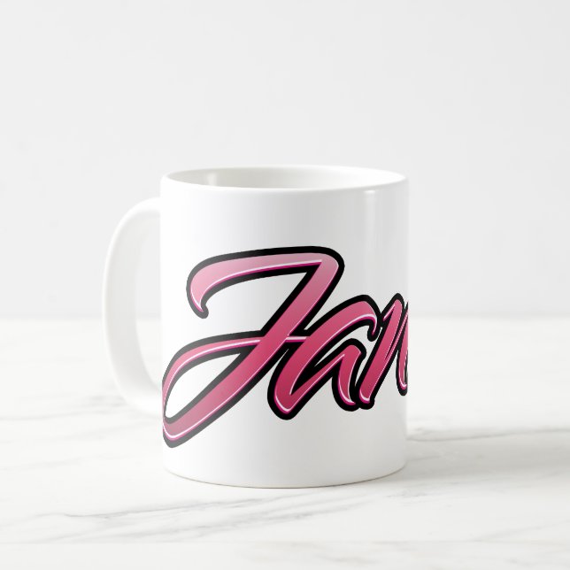 Janice faded pink cup tea cup coffee cup (Front Left)