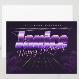 Janice Name Vorname lila retro Karte Geburtstag Card