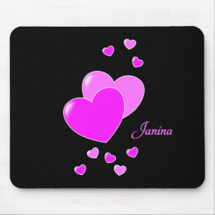 Janina - Cute Pink Hearts, Template For Your Name Mouse Pad
