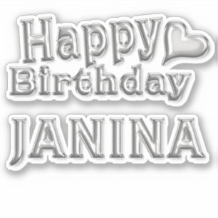 Janina Happy Birthday silver Sticker