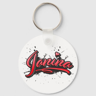 Janina red Heart Graffiti Key Ring
