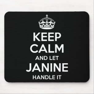 Janine Keep Calm Personalised Name Funny Birthday  Mouse Pad