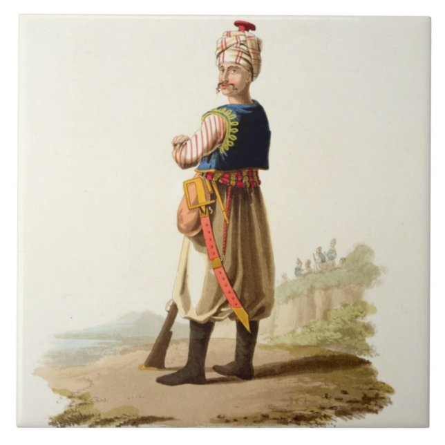 Janissary, from 'Costumes of the Various Nations', Ceramic Tile (Front)