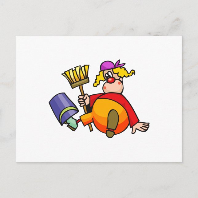 Janitor Clown Postcard (Front)