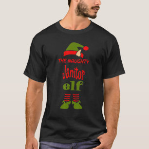 JANITOR Elf Naughty Christmas Matching Pajama Part T-Shirt
