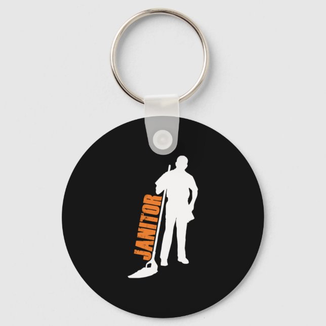 Janitor Mop Cleaning Service Cleaners Janitors Gif Key Ring (Front)