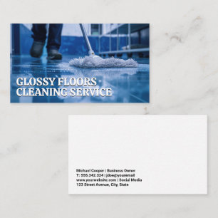Janitor Mopping Floor Cleaning Services Business Card