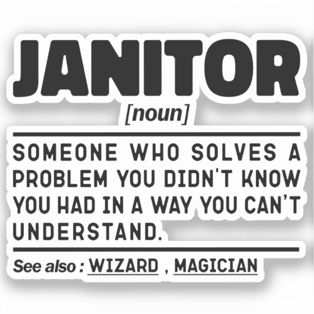 Janitor Noun School Custodian Cleaning Worker Cool (Front)